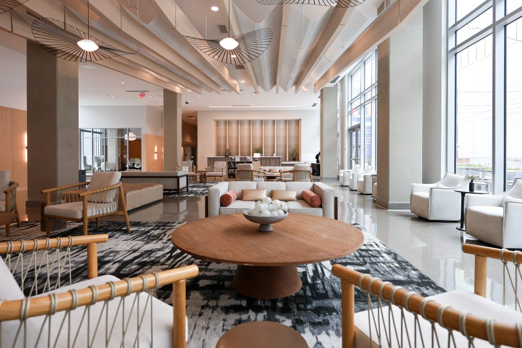 The hotel lounge